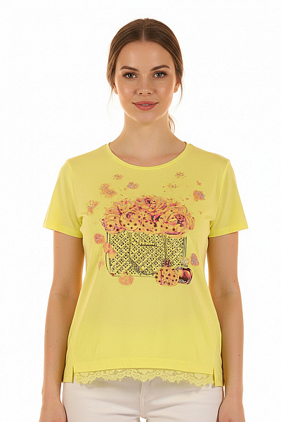 Dámské Tričko S Potiskem Žluté Second Hand