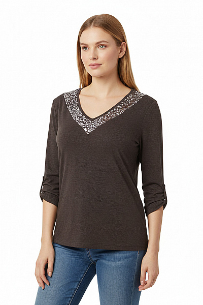 Dámské Tričko S Potiskem Šedé Second Hand Vel. 42