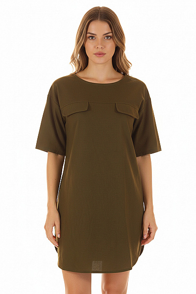 GATE Jednoduché Dámské Tričko Khaki Vel. S