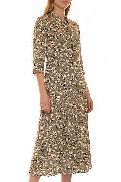 Amisu Dámské šaty Košilové Květované Zelené Dlouhé Velikost 34