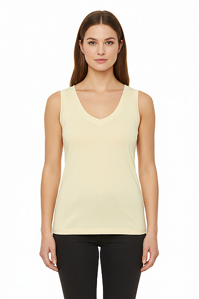 KENVELO Dámské žluté Basic Tílko V-výstřih Jednobarevné Velikost Xl