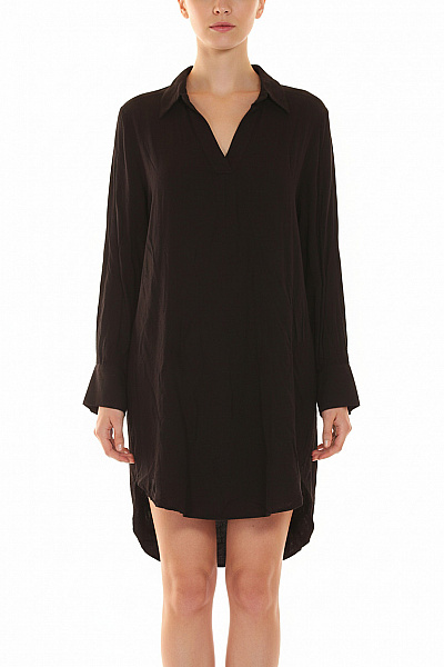 HM  Dámské šaty Košilové S Dlouhým Rukávem černé Volnočasové Velikost XS