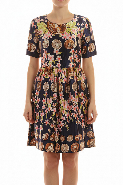  Šaty S Květinovým Potiskem Modré