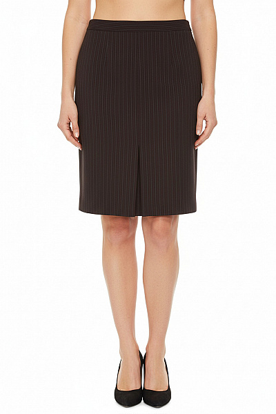 Hnědá Pruhovaná Pouzdrová Sukně Ke Kolenům Business Vel. 42