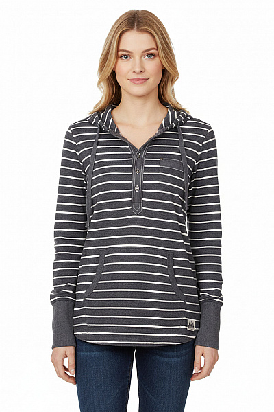 Next Dámská Pruhovaná Mikina S Kapucí A Knoflíky Přes Hlavu Vel. 40