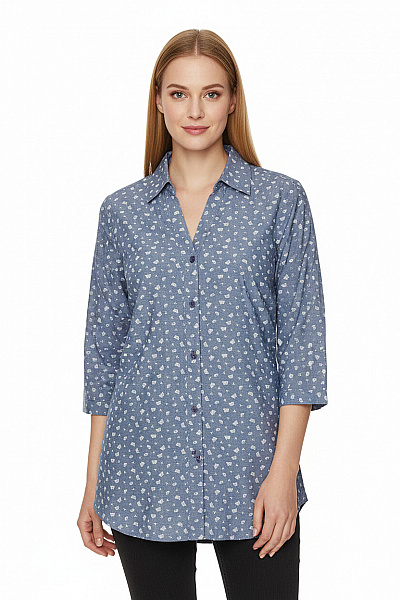 Vzorovaná Dámská Košile Modrá Vel. 38