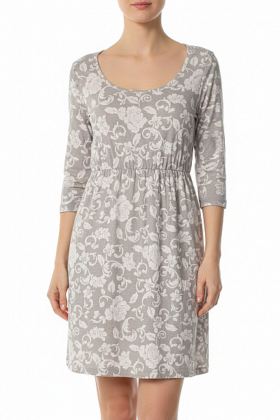  Šaty S Květinovým Potiskem Šedé RAINBOW Vel. 40/42