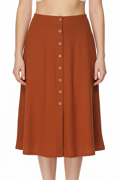 ONLY Oranžová áčková Midi Sukně S Knoflíky Z Viskózy Velikost S