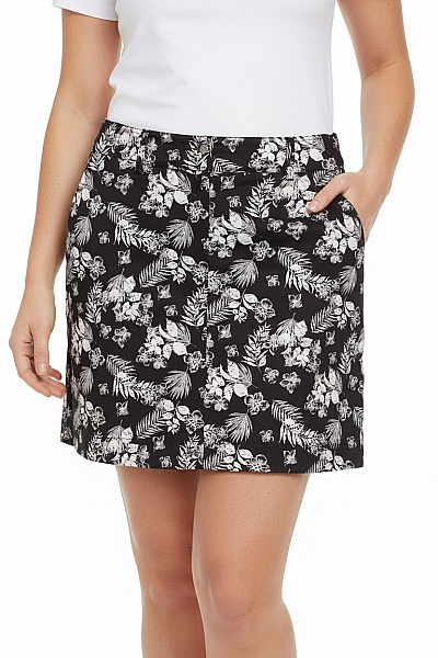 LINDEX Dámská áčková Sukně S Květinovým Potiskem černobílá Bavlna Velikost 44