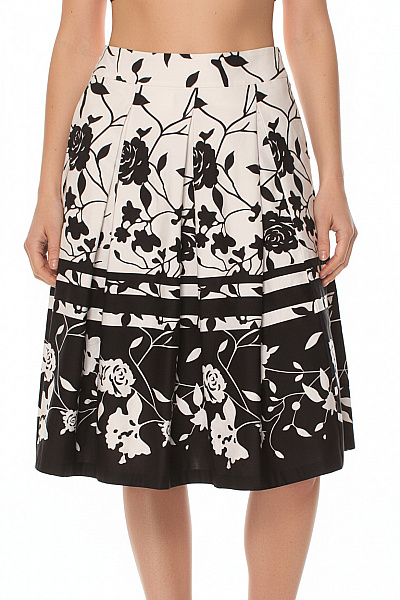 Orsay Dámská áčková Midi Sukně S Potiskem Květinová černobílá Vel. 34