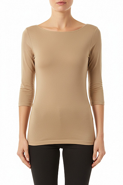 Jednoduché Dámské Tričko Béžové