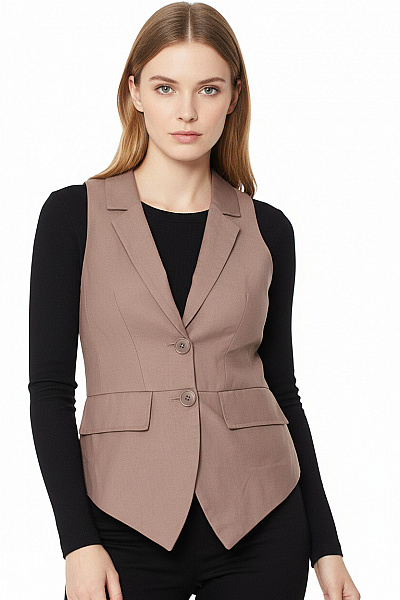 Kratká Dámská Vesta Béžová Vel. 36