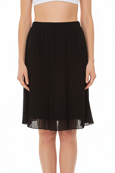 Dámská černá Plisovaná Midi Sukně S Gumou V Pase Průsvitná Vel. S