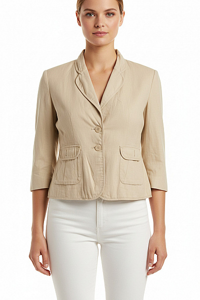 Dámské Sako Lněné Béžové F&F Vel. 44