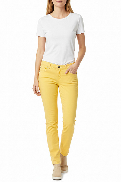 Dámské Kalhoty Rovné Žluté Second Hand Vel. 38+