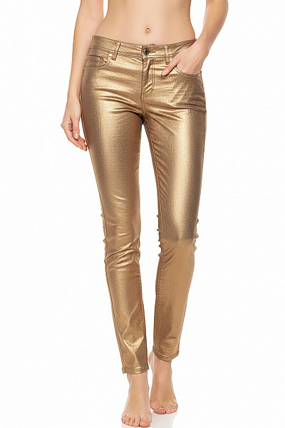 DENIM CO. Dámské Kalhoty Zlaté Second Hand Vel. 38