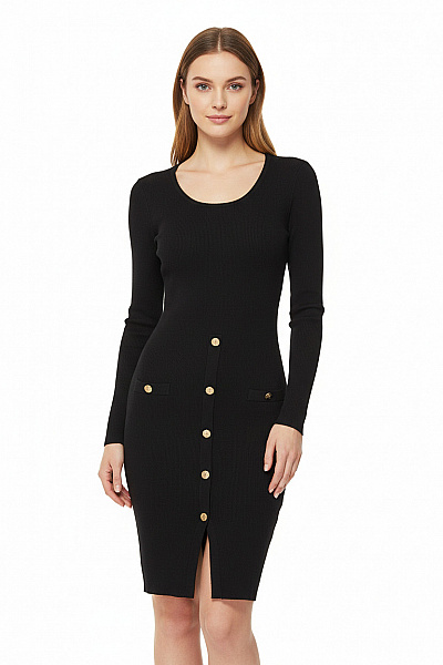  Šaty Pletené Černé Second Hand Vel. L/XL