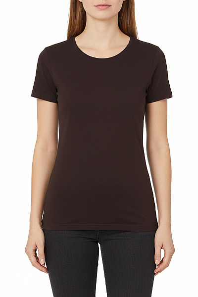 Janina Dámské Hnědé Basic Tričko S Krátkým Rukávem A Kulatým Výstřihem Vel. 40