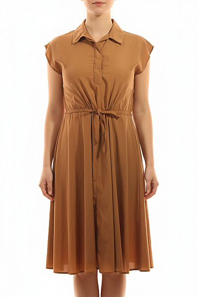 OVS Hnědé Košilové šaty S Páskem Letní Volnočasové Midi Velikost 40