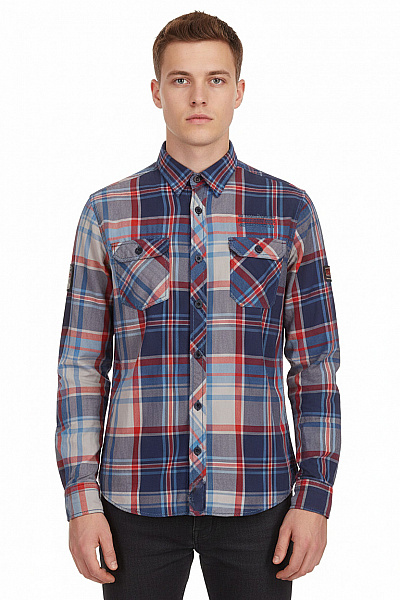 F&F Vzorovaná Pánská Košile Modrá Vel. S