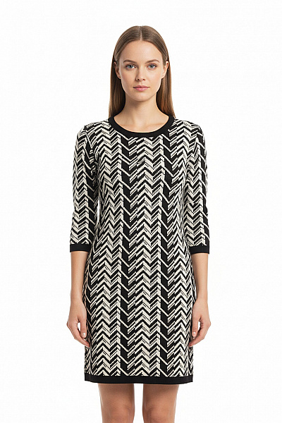 Amisu Tričkové  Šaty Černobílé Second Hand Vel. 34