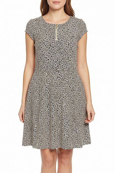  Šaty S Květinovým Potiskem Černobílé