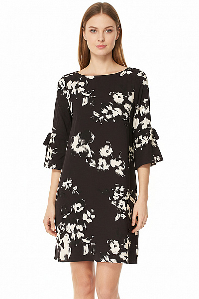  Šaty S Květinovým Potiskem Černé Vel. 34