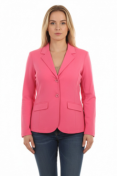 Růžový Bavlněný Vypasovaný Blejzr Jarní Ležérní Elegantní Jednořadé Velikost XL