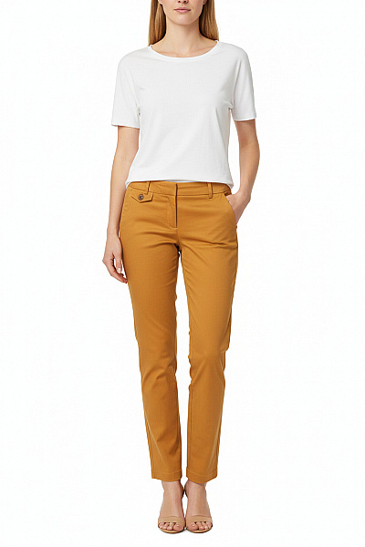 PROMOD Dámské Chino Kalhoty Hnědé