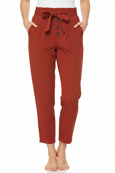 Dámské Kalhoty Rovné Hnědé STRADIVARIUS Vel. L