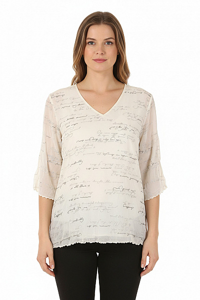 Vzorovaná  Halenka Bílá Vel. 54/56