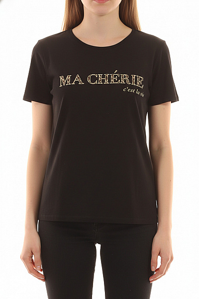 Amisu Dámské Tričko S Potiskem Černé Second Hand Vel. M