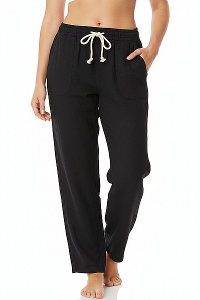 Dámské Kalhoty Lněné Černé Roxy Second Hand Vel. L