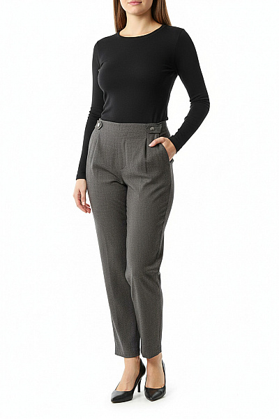 Dámské Kalhoty Rovné Šedé Second Hand Vel. M