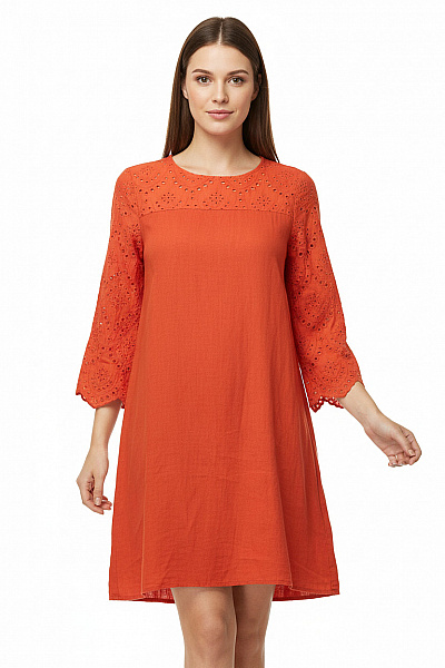 Šaty Lněné Oranžové Vel. M