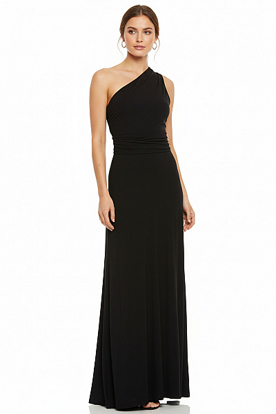 Dámské Dlouhé šaty Bez Rukávů černé Elegantní Večerní Asymetrické Vel. M