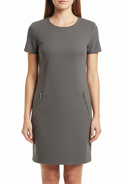 Mohito Šedé Dámské Mikinové šaty Krátký Rukáv Rovný Střih S Kapsami Velikost 32