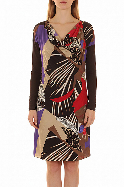 Dámské šaty Dlouhý Rukáv Zvířecí Vzor Barevné Volné Velikost XL