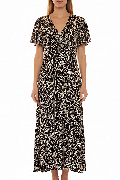 Sinsay Dámské šaty S Krátkým Rukávem Květované černé Velikost M