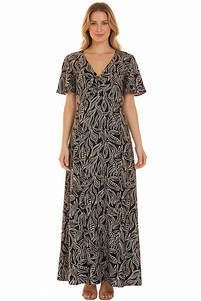 Sinsay Dámské šaty S Krátkým Rukávem Květinové černé Velikost M