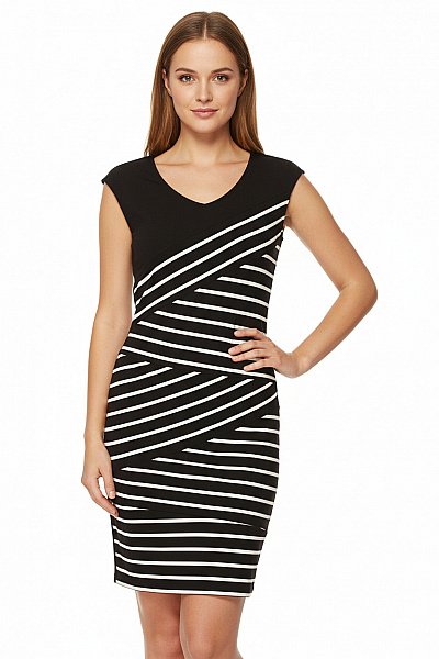 Pouzdrové šaty  Šaty Černobílé Second Hand Vel. M