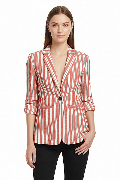 Letní Dámské Sako Lněné Oranžové Vel. 34