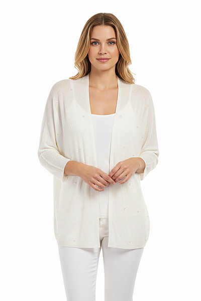 Orsay Dámský Bílý Lehký Pletený Kardigan S Perličkami Elegantní Vel. M