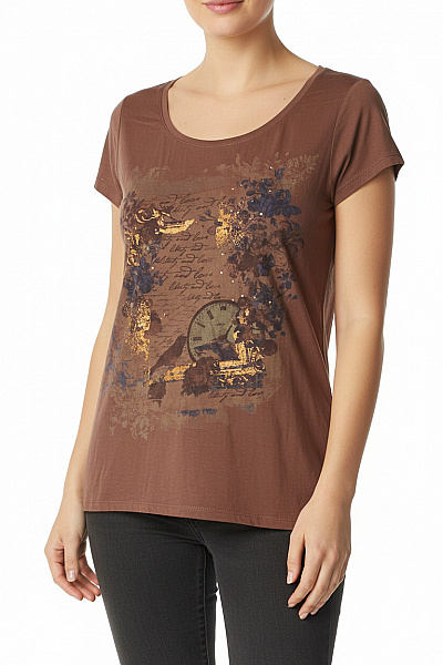 Dámské Tričko S Potiskem Hnědé