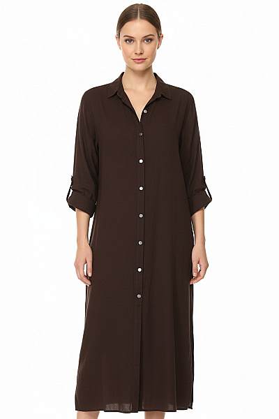 Sinsay Hnědé Košilové šaty S Dlouhým Rukávem Vel. S