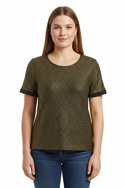 MANGO Dámské Tričko Zlaté Second Hand Vel. XL