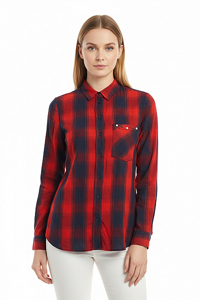 Kostkovaná Dámská Košile Červená ZARA Vel. M