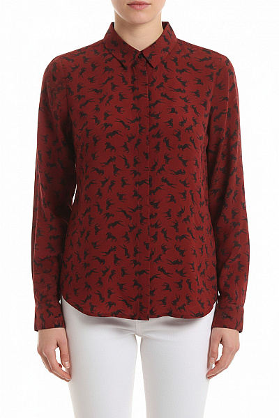 HALLHUBER Vzorovaná Dámská Košile Hedvábná Vínová Vel. 38