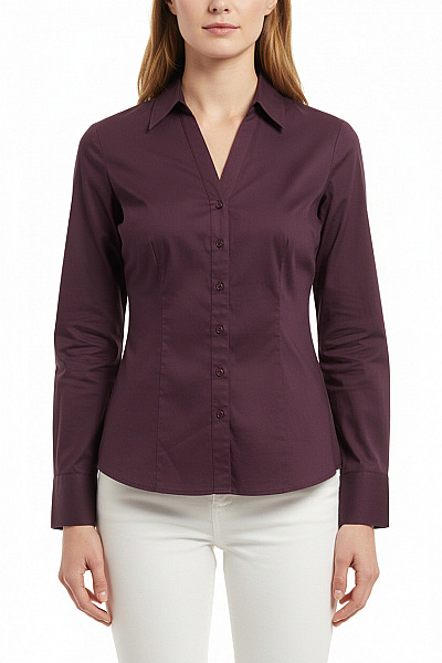 S.OLIVER Dámská Bavlněná Fialová Košile S Dlouhým Rukávem Vypasovaná Elegantní Vel. 38