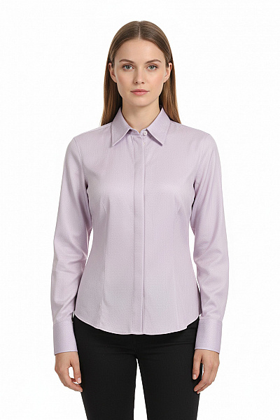 Next Dámská Bavlněná Košile S Dlouhým Rukávem Růžová Vzorovaná Slim Fit Vel. EU 42